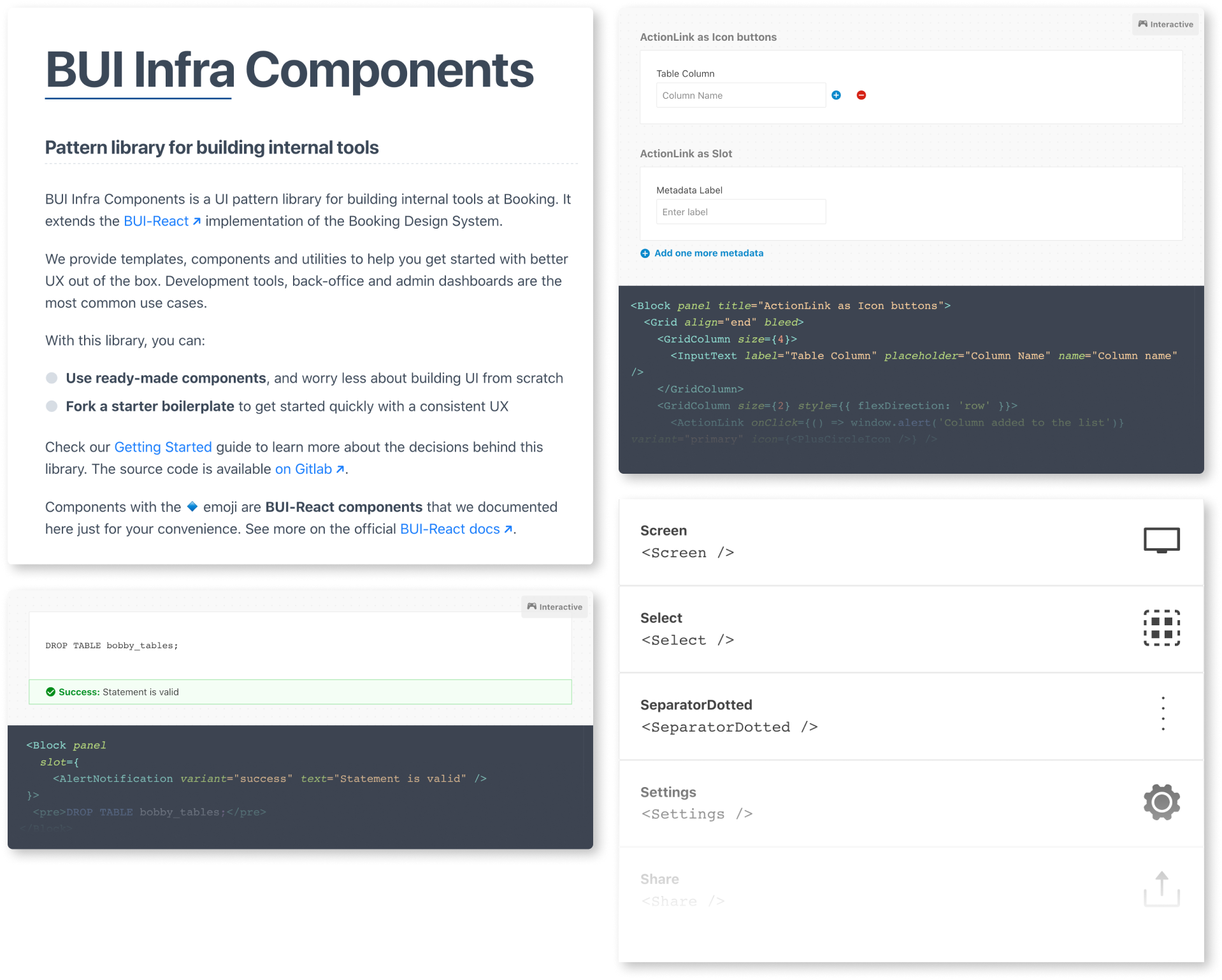 Infra Components documentation and components example