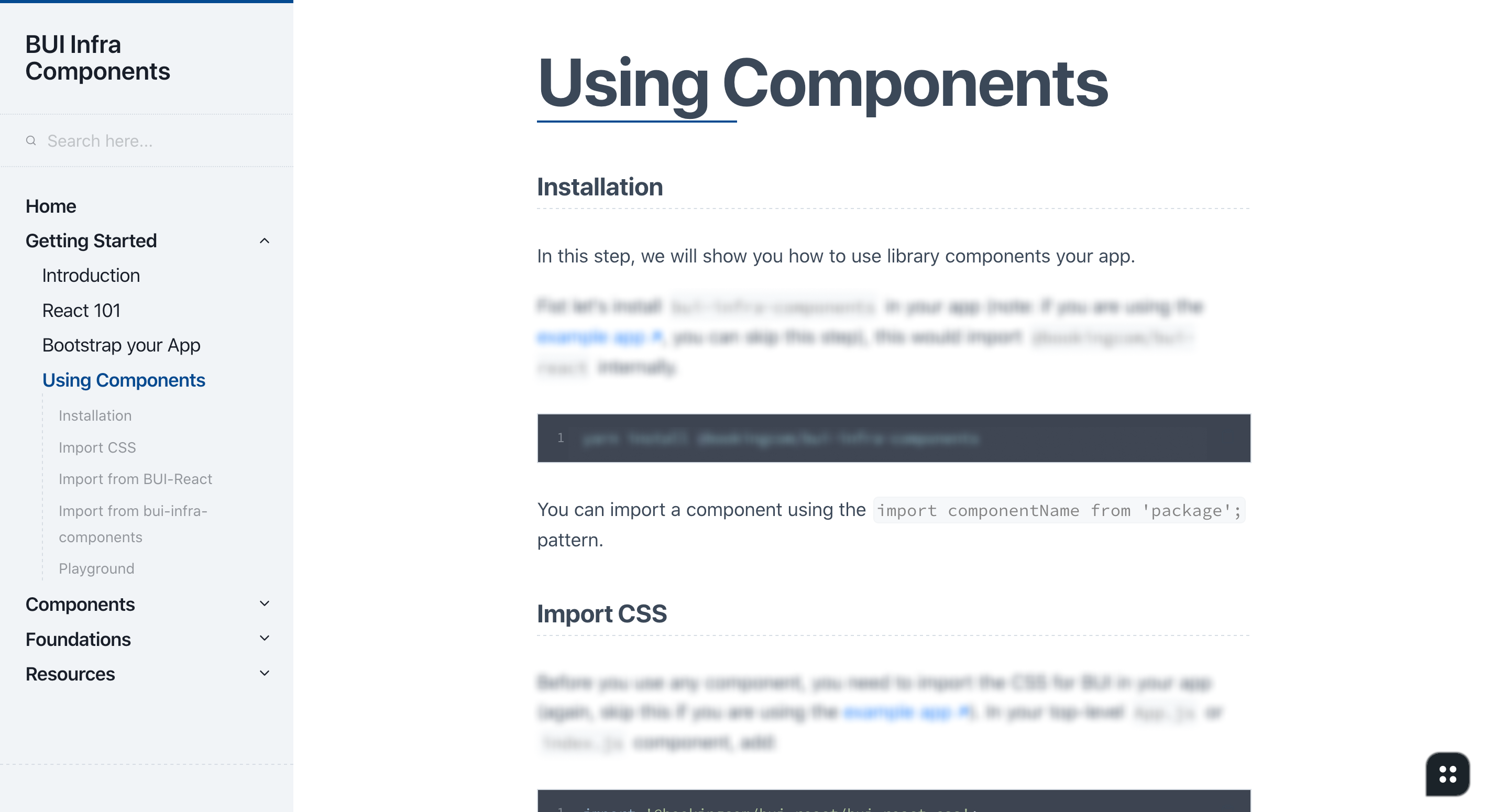 Infra components documentation