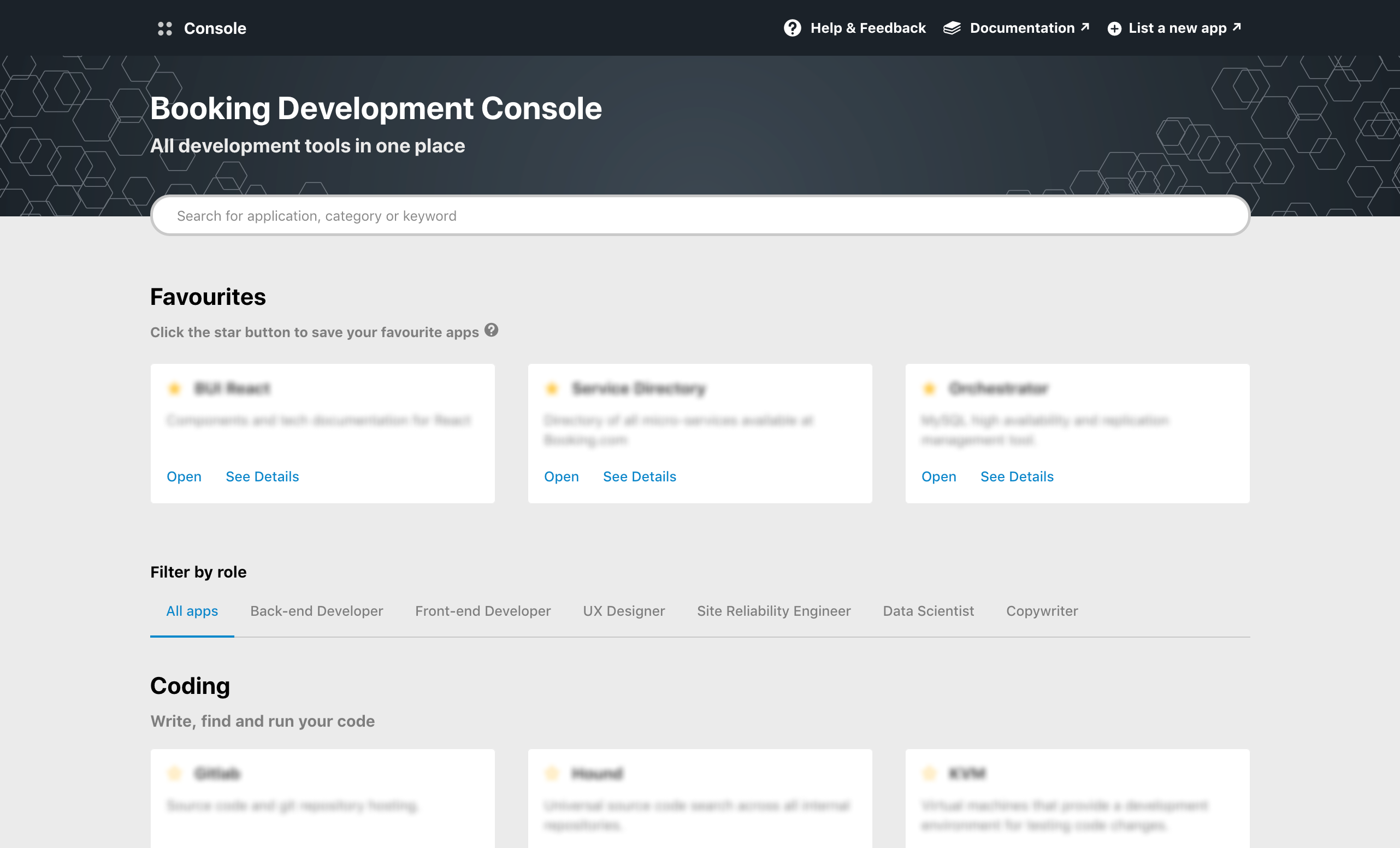 Homepage for Developer Console